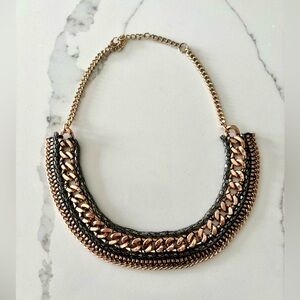 Mix Chain choker necklace Rose Gold and black/smoke color metal Costume Jewelry